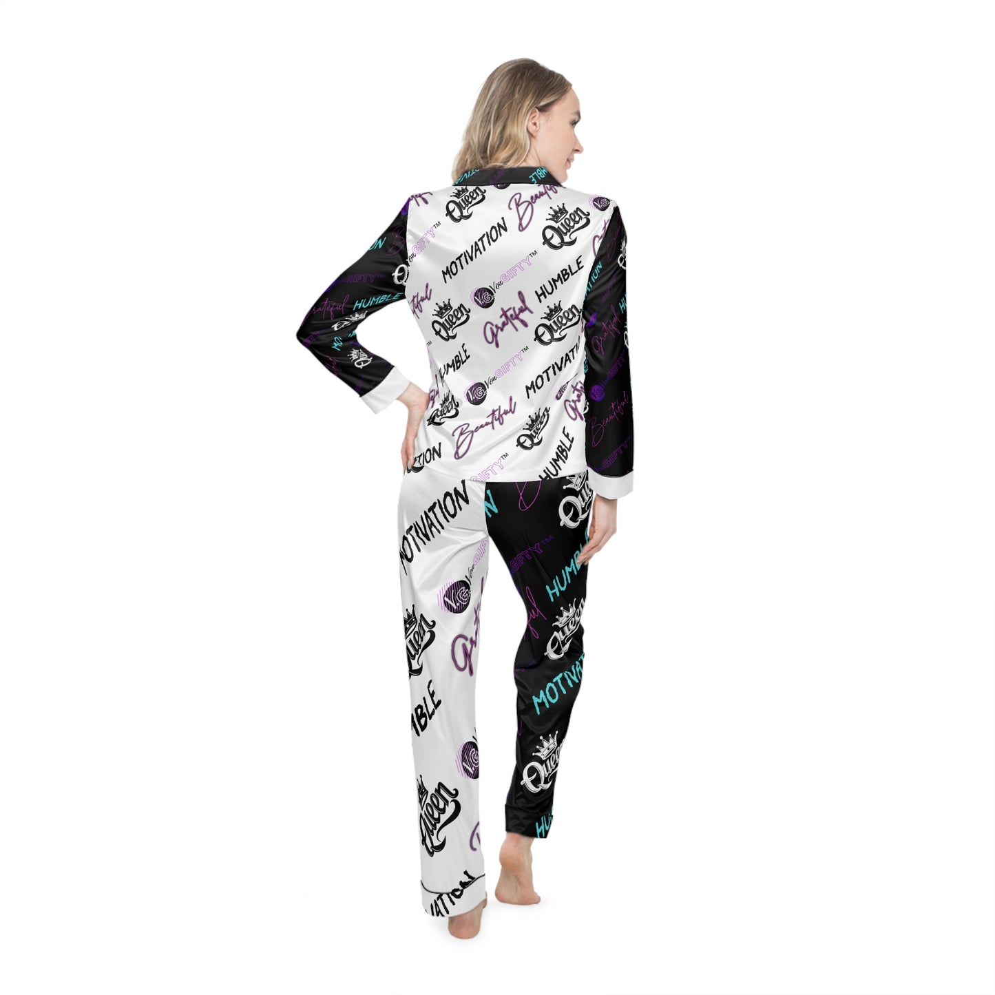 VonGIFTY™ Women's Satin Pajamas (TEAL/BLACK)