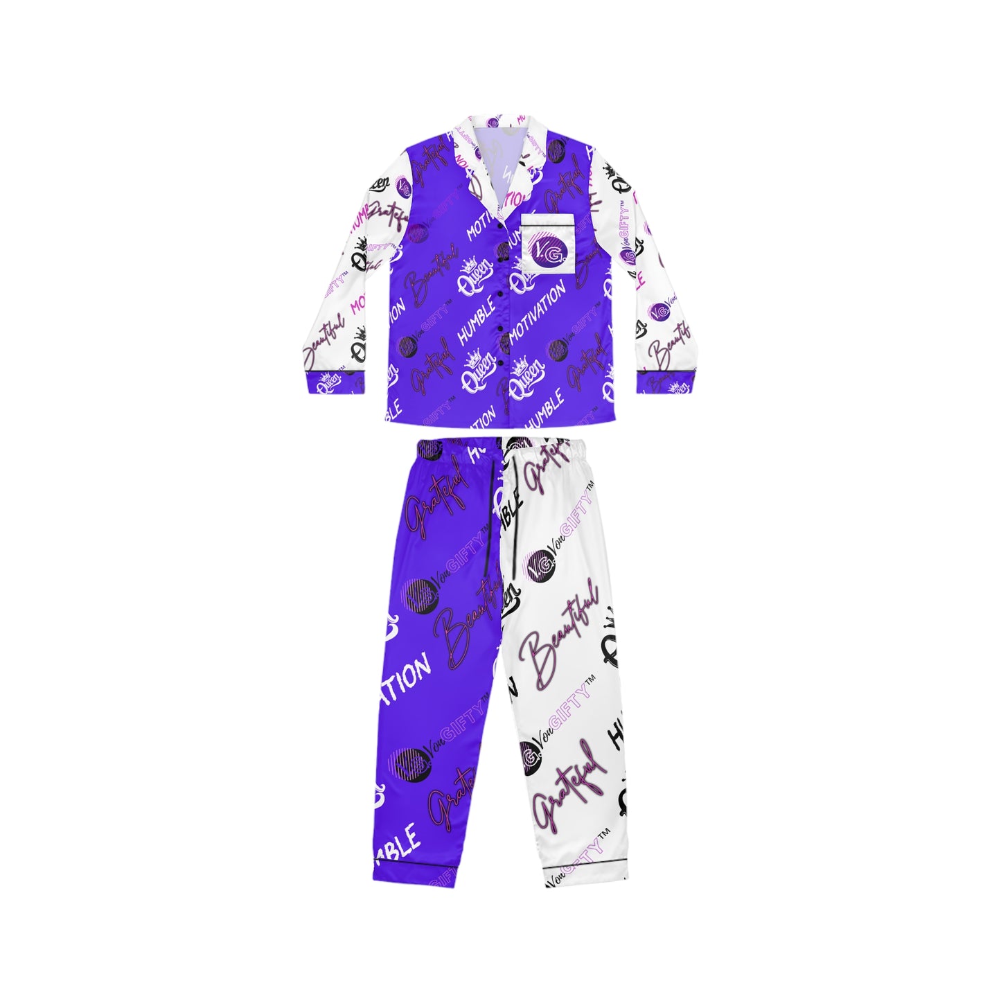 VonGifty™ - Custom Satin Pajamas for Women (Purple/White)