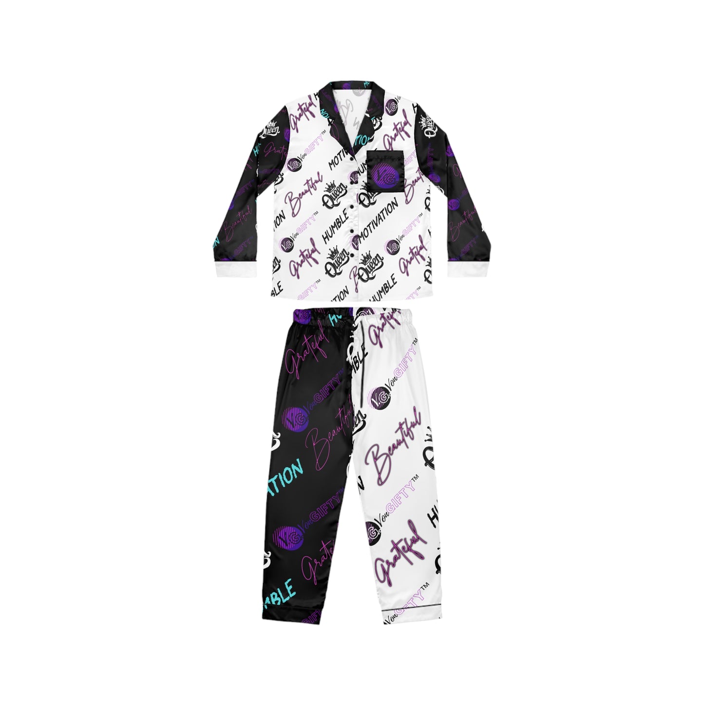 VonGIFTY™ Women's Satin Pajamas (TEAL/BLACK)