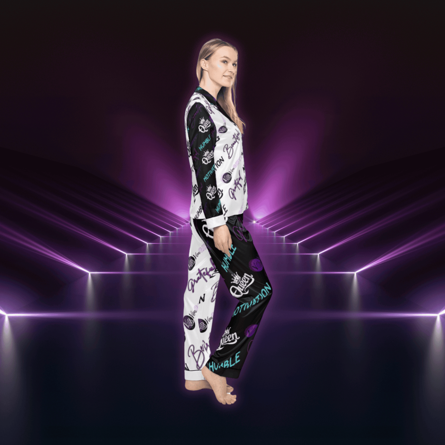 VonGIFTY™ Women's Satin Pajamas (TEAL/BLACK)