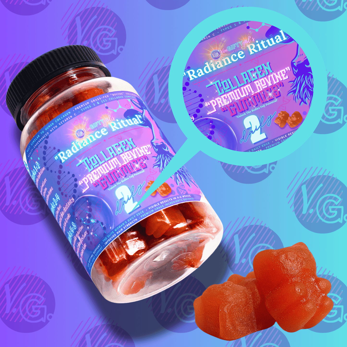 Radiance Ritual™- Premium Bovine Collagen Gummies (60 Gummies)