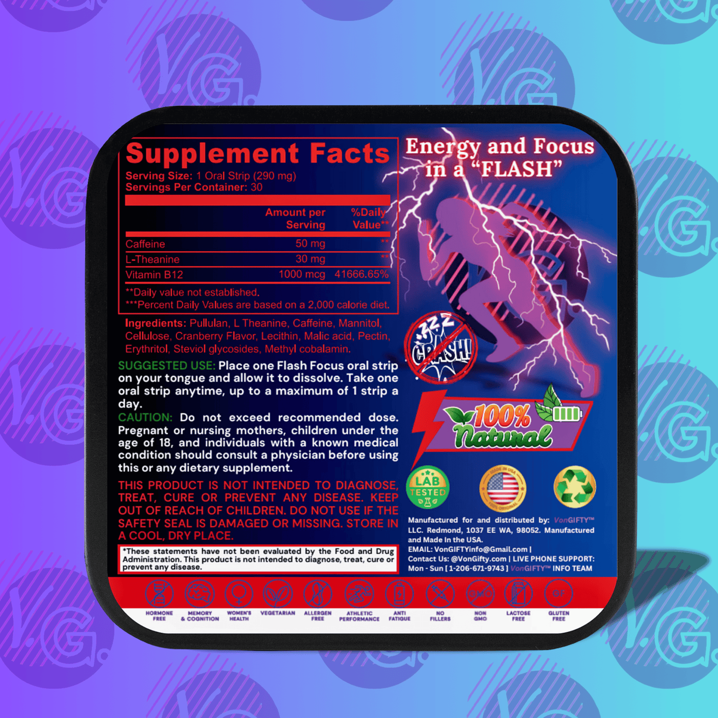 VonGIFTY™ - Premium Natural Energy Solution for Active Women (30 Oral Focus Strips)